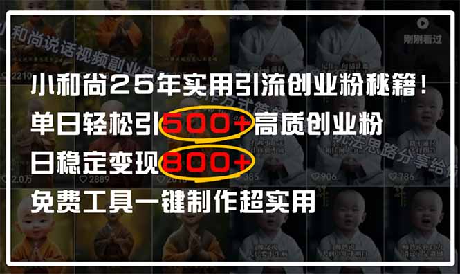 小和尚2025年实用引流秘籍！单日轻松引500+高质量创业粉，日变现800+-空域资源网