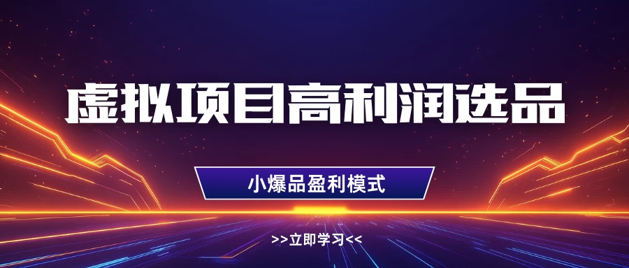 虚拟项目高利润选品方法，单店利润1W+，可多店倍增利润-空域资源网