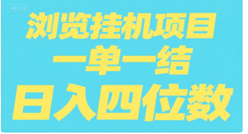 全自动浏览挂机项目（日入四位数，一单一结，纯挂机）-空域资源网