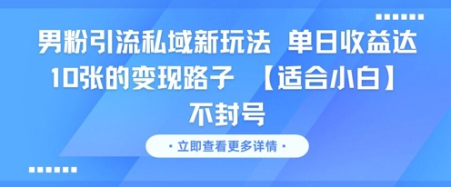 男粉引流私域新玩法，单日收益达10张的变现路子 【适合小白】不封号-空域资源网