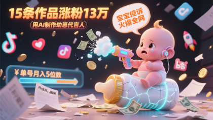 用AI制作幼崽代言人，宝宝的控诉火爆全网，15条作品涨粉13万，单号月入5位数实操教程-空域资源网