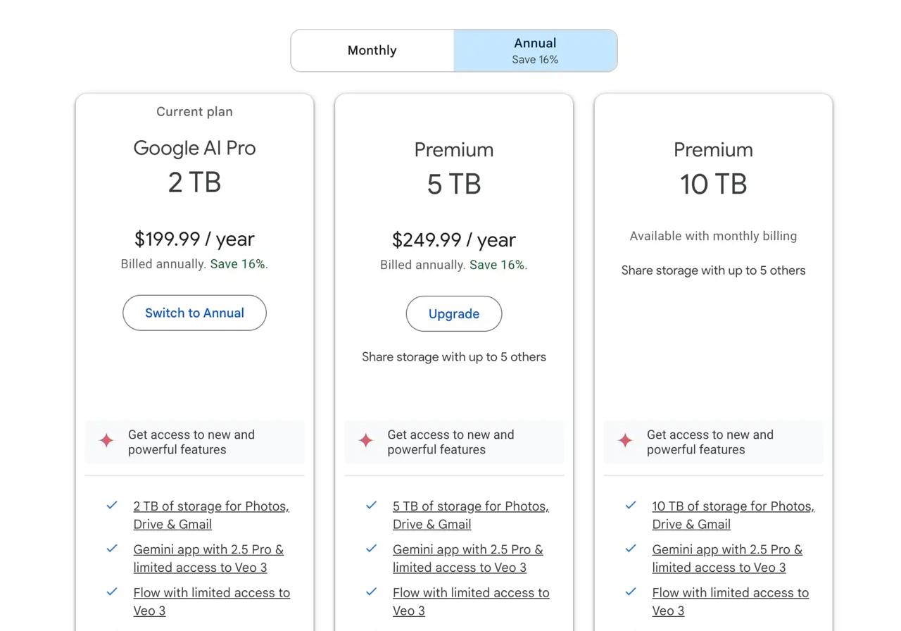 Google AI Pro 推出年度订阅计划 年费200美刀