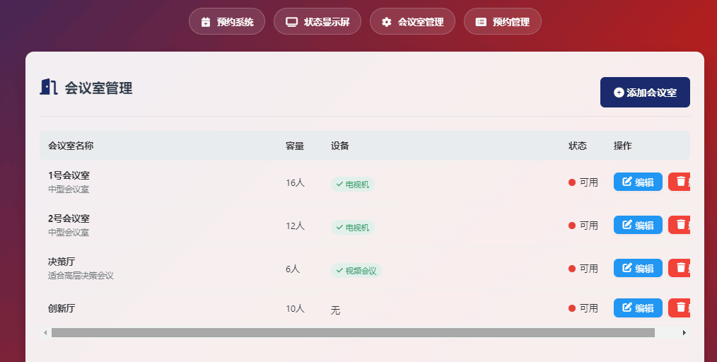 一个简单网页预约会议室系统 一个简单网页预约会议室系统