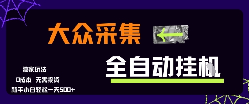 大众采集全自动玩法，新手小白轻松一天5张+，操作简单零成本【揭秘】-空域资源网