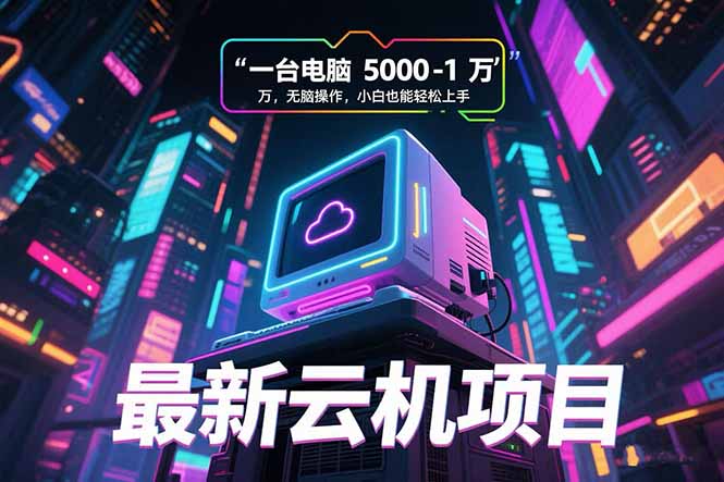 最新云机项目 一台电脑5000到10000 无脑操作小白也能轻松上手-空域资源网