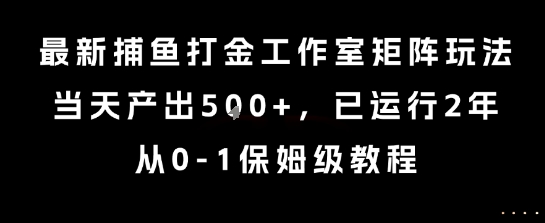 最新捕鱼打金工作室矩阵玩法，当天产出5张+，已运行2年，从0-1保姆级教程【揭秘】-空域资源网