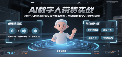 AI数字人带货实战，从数字人创建到带货变现各核心模块，快速掌握全流程-空域资源网