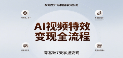 AI视频特效变现全流程，零基础7天掌握视频生产到橱窗带货变现-空域资源网