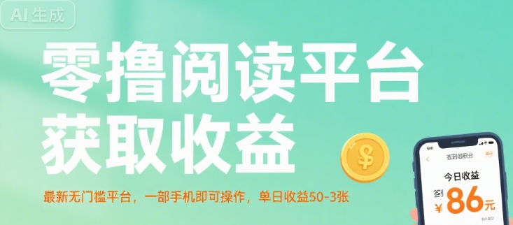 零撸阅读平台获取收益，最新无门槛平台，一部手机即可操作，单日收益50-3张【揭秘】-空域资源网