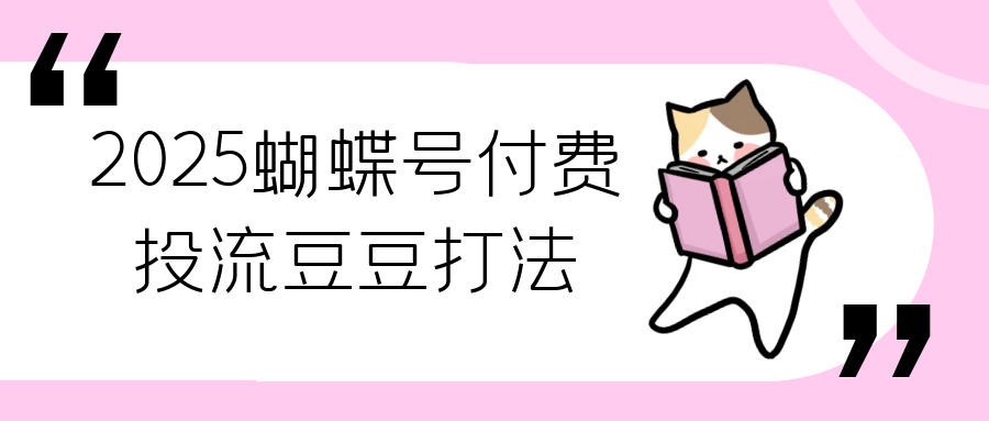 2025蝴蝶号付费投流豆豆打法-空域资源网