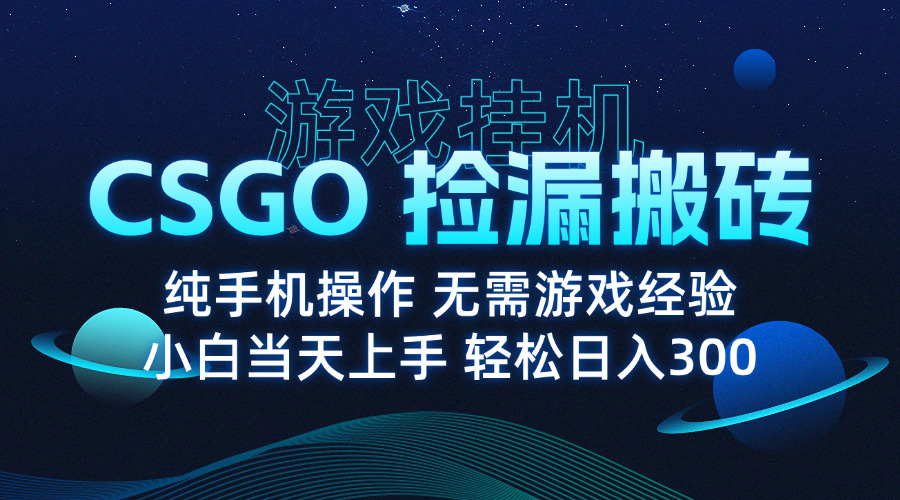 8月最新游戏搬砖，CSGO纯挂机，不需要玩游戏，实现真挂机，月入1W+-空域资源网