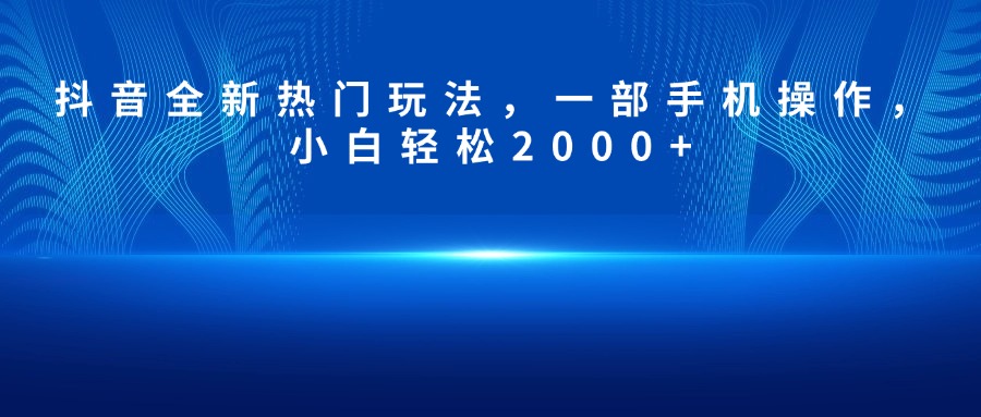 抖音全新热门玩法，一部手机操作，小白轻松2000+-空域资源网