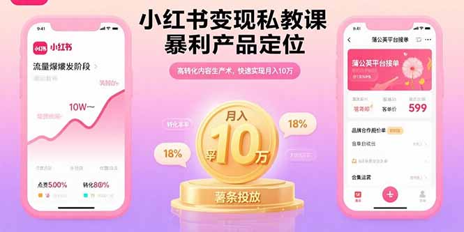 小红书变现私教课，暴利产品定位，高转化内容生产术，快速实现月入10万-空域资源网