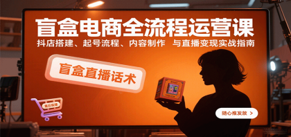 盲盒电商全流程运营课：抖店搭建、起号流程、内容制作与直播变现实战指南-空域资源网