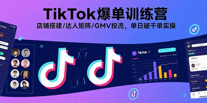 TikTok爆单训练营，店铺搭建/达人矩阵/GMV投流，单日破千单实操-空域资源网