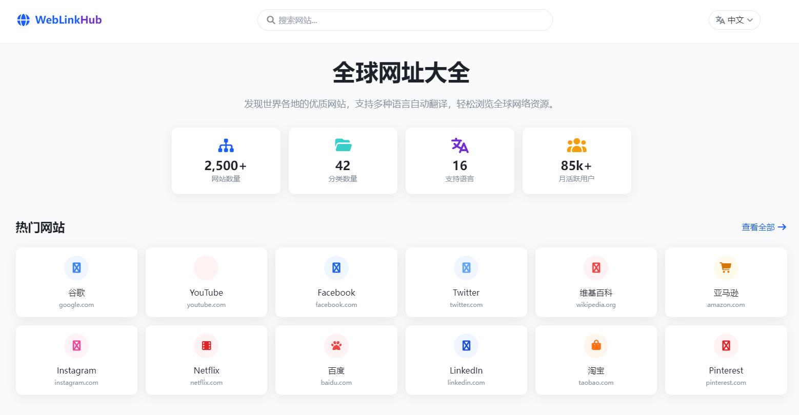 多语言简洁网址导航单页HTML源码-空域资源网