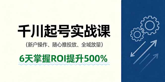 抖音千川起号实战课,新户操作,随心推投放,全域放量,6天掌握ROI提升500%-空域资源网