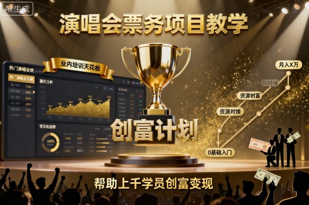 演唱会票务项目教学，业内培训天花板，帮助上千学员创富变现-空域资源网