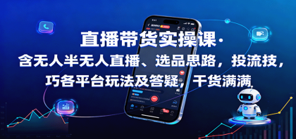 直播带货实操课：含无人半无人直播、选品思路，投流技巧，各平台玩法及答疑，干货满满-空域资源网