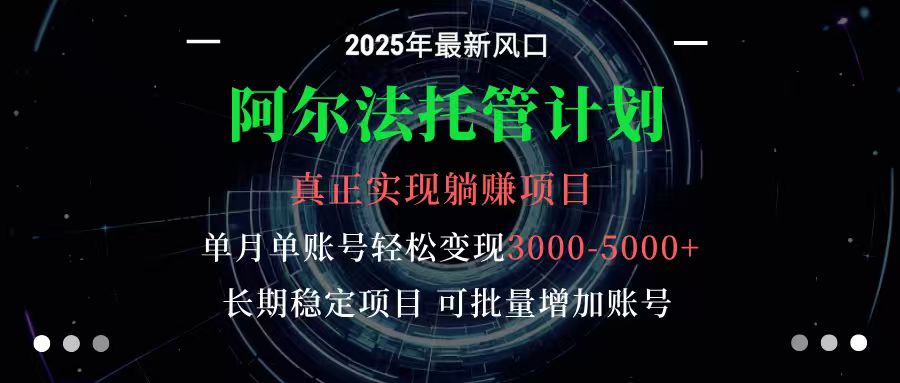 阿尔法托管计划 单账号月入3000-5000，长期稳定项目，新手小白轻松上手-空域资源网