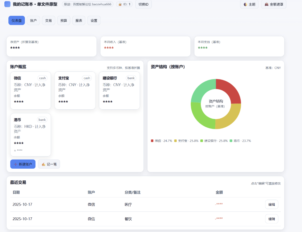 我的记账本v1.0,html记账工具-空域资源网