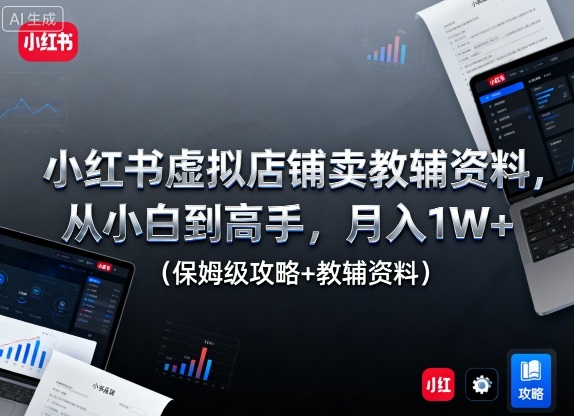 小红书虚拟店铺卖教辅资料，从小白到高手，月入1W+(保姆级攻略+教辅资料)-空域资源网