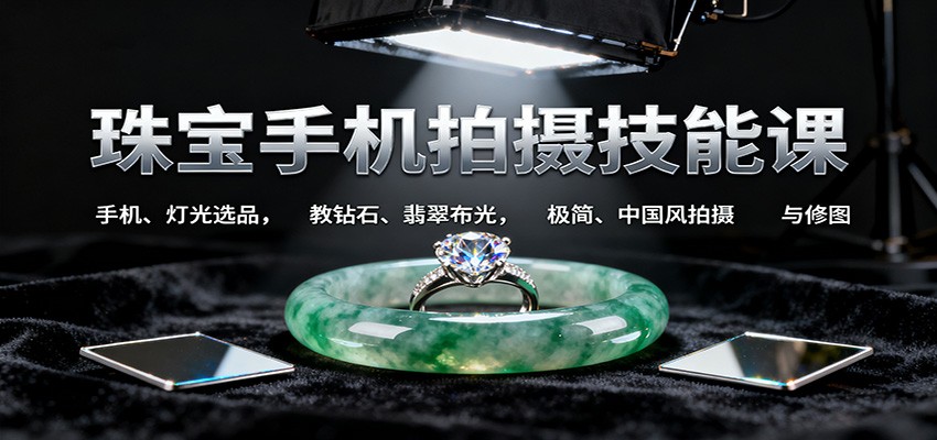 珠宝手机拍摄技能课:手机、 灯光选品，教钻石、翡翠布光，极简、中国风拍摄与修图-空域资源网