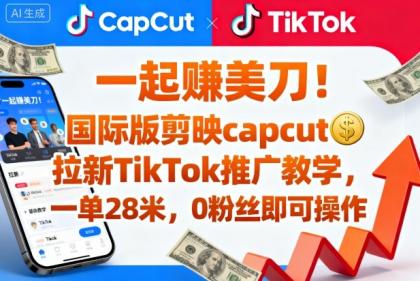 一起賺美刀！国际版剪映capcut拉新TikTok推广教学，一单28米，0粉丝即可操作(附推广入口和教学)-空域资源网