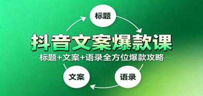 抖音文案爆款课：9大标题绝招，各类型必火文案，100条万能文案情感语录-空域资源网
