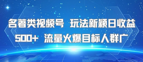 名著类视频号 玩法新颖日收益500+ 流量火爆目标人群广-空域资源网