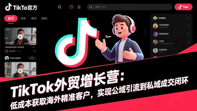 TikTok外贸增长营：低成本获取海外精准客户，实现公域引流到私域成交闭环-空域资源网