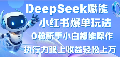 DeepSeek赋能小红书爆单玩法0粉新手小白都能操作，执行力跟上收益轻松上W，懒人勿做-空域资源网