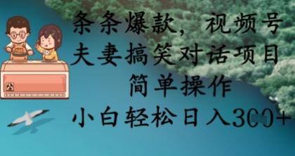 条条爆款，视频号夫妻搞笑对话项目，简单操作，小白轻松日入3张-空域资源网