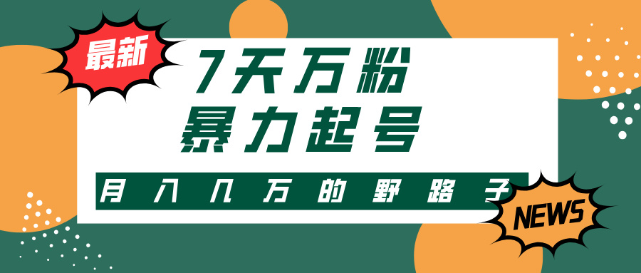 7天万粉，快手暴力起号，多种变现方式，新手小白秒上手，单月变现几万的野路子-空域资源网
