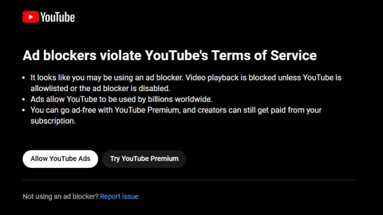 YouTube 警告用户屏蔽广告是违规行为-空域资源网