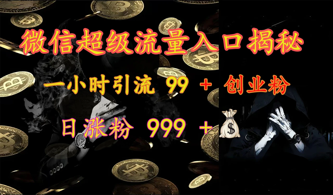 微信超级流量入口揭秘:一小时引流 99 + 创业粉,日涨粉 999 第1张 微信超级流量入口揭秘:一小时引流 99 + 创业粉,日涨粉 999 第1张
