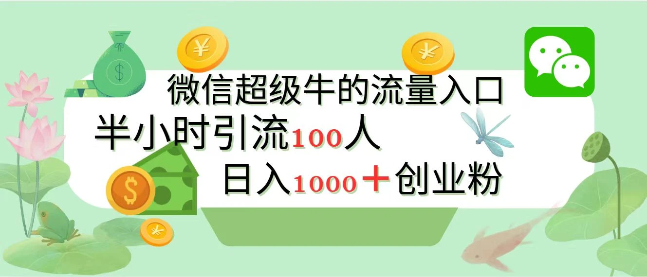新的引流变现阵地,微信超级牛的流量入口,半小时引流100人,日入1000+创业粉-空域资源网