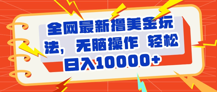 全网最新撸美金玩法，无脑操作，轻松日10000+-空域资源网