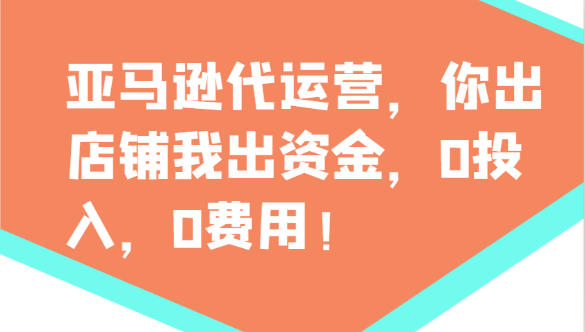 亚马逊代运营，你出店铺我出资金，0投入，0费用，无责任每天300分红，赢亏我承担-空域资源网